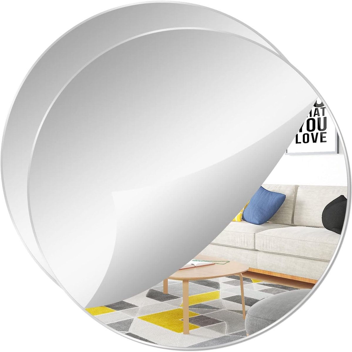 SnelShoppen - 2-Pack Acryl Ronde Spiegels - Zelfklevende Wandstickers - Decoratieve Spiegels voor Woonkamer en Slaapkamer - 20cm Diameter - Breukveili