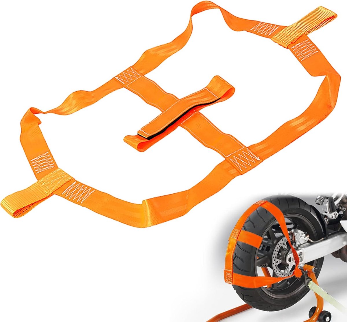 SnelShoppen - Lashing Straps 48mm - Hoogwaardige Lashing Band voor Auto Transport - Oranje Wielbescherming - Automatische Lashingriemen voor Motoren e
