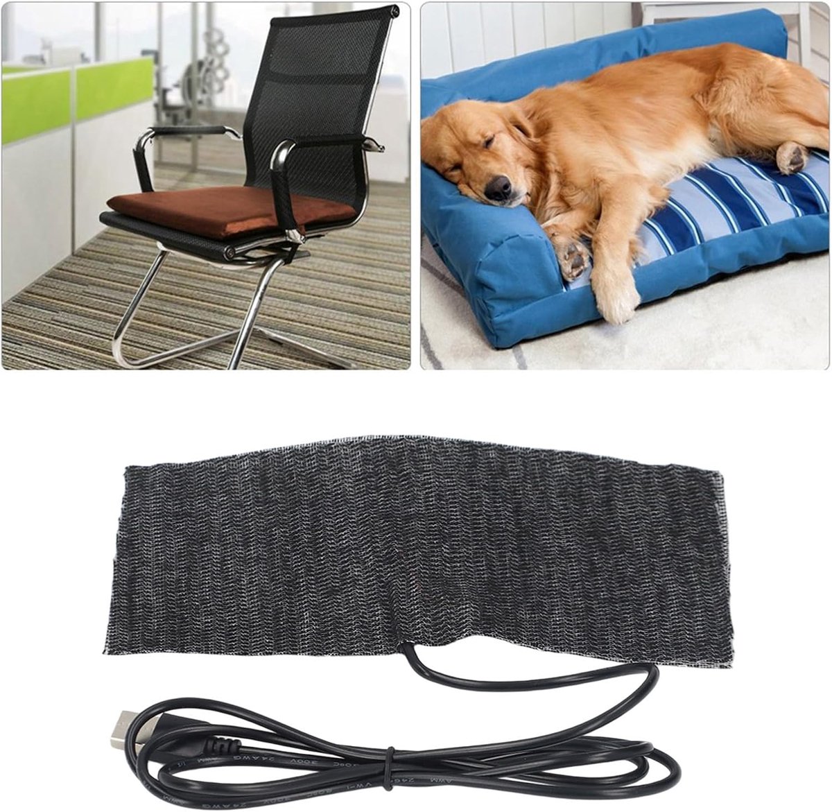 SnelShoppen - USB Verwarmde Foil Verwarmingsmat 20x10 cm Zwart 5V USB Katoen Fiber Warmte Mat Voor Schouders, Nek, Rug, Dierenbed, Handwarmers