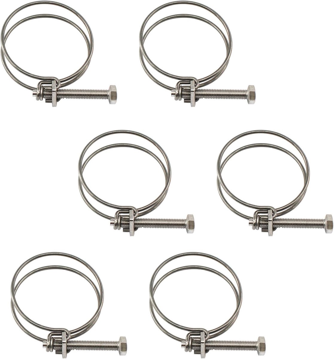 SnelShoppen - 6 Stuks 36-40mm Dubbele Draad Slangklemmen - RVS 304 Slangklemmen voor Elektriciteit, Kabels, Slangen - Duurzaam en Verstelbaar
