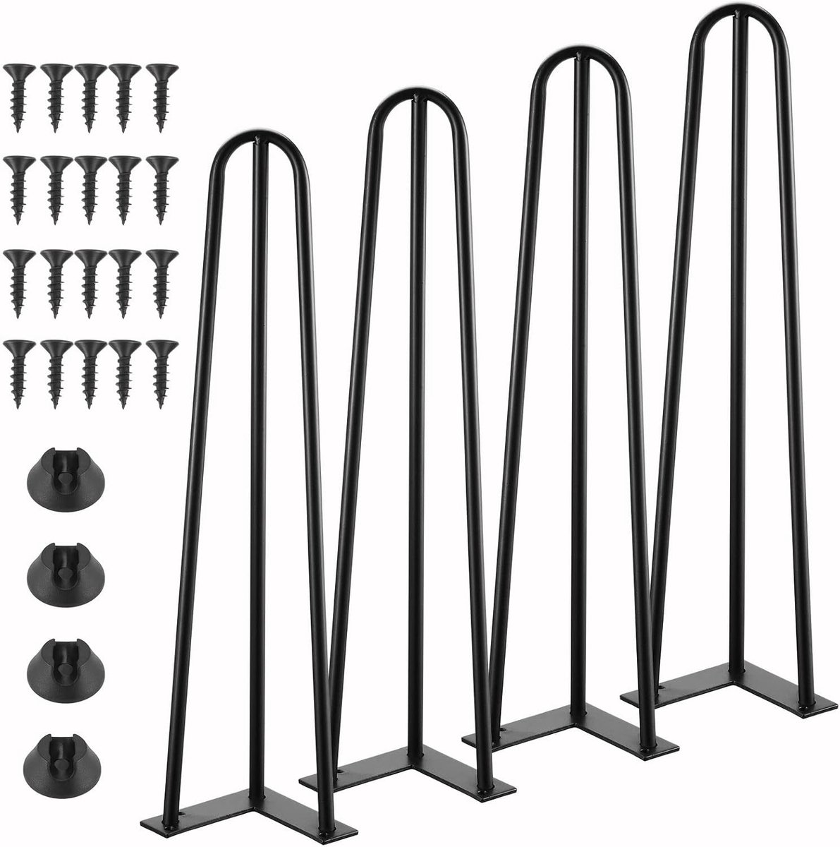 SnelShoppen - 4 Stuks Haarspeld Tafelpoten 45 cm, 3-Rod Haarspeld Poten, DIY Zwarte Haarspeld Tafelpoten, Stevige Metalen Meubelpoten, Verstelbare Meu