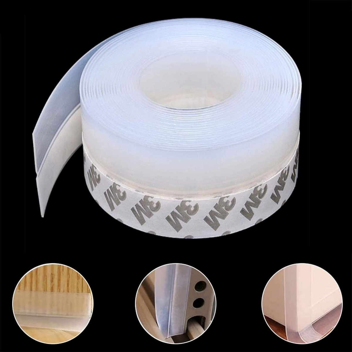 SnelShoppen - Silicone Sealing Strip Deurstrip Onderkant 45mm x 10m Weerbestendige Isolatie Tape voor Glazen Douche, Geluiddicht, Insectenwerend, Dust