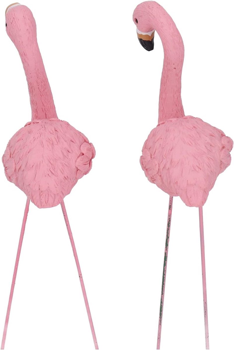 SnelShoppen - Set van 4 Roze Flamingo Tuinbeelden - Decoratieve Sculpturen voor Tuin, Gazon en Buiten - Fijne Details en Realistische Afwerking - Idea