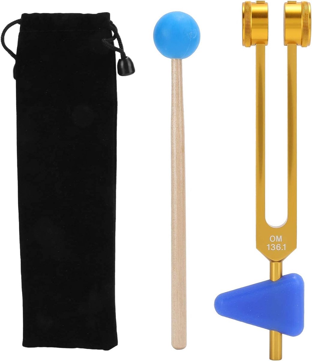 SnelShoppen - Tuning Forks Set 136.1HZ, Aluminium Tuning Fork voor Geluidstherapie, Inclusief Hamer & Opbergzak, Ideaal voor Meditatie, Yoga en Ontspa