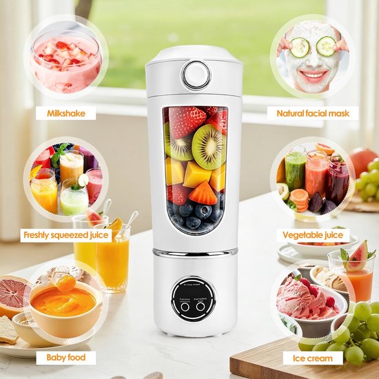 Draagbare Blender - Smoothie Maker - Gezonde Dranken Maken - 12 Roestvrij Staal Messen - 700 ml - Beige — afbeelding 2