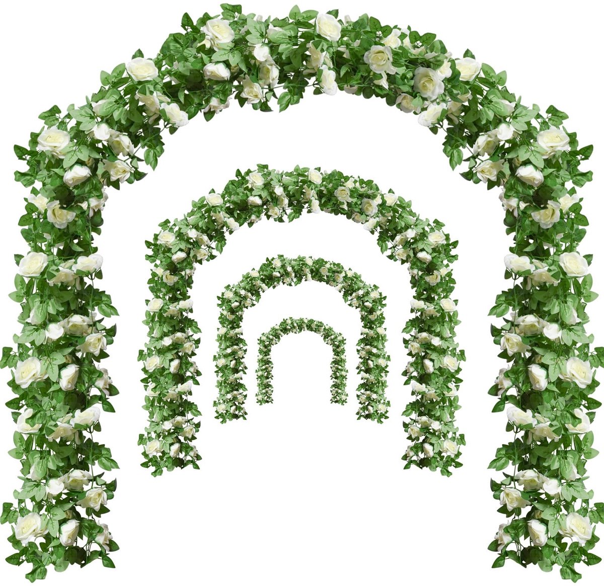 Omgoods - Rozen Wijnstok Garland (4 stuks) - Namaakbloemen voor Decoratie