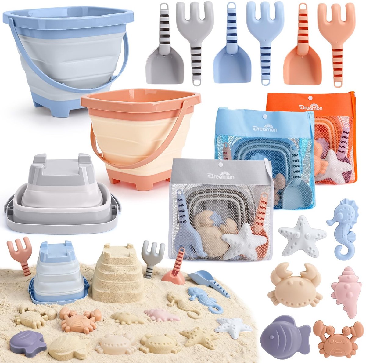 Omgoods - 18 Delige Strand Speelset met Emmer en Schep - Perfect voor Kinderen van 3 tot 5 Jaar
