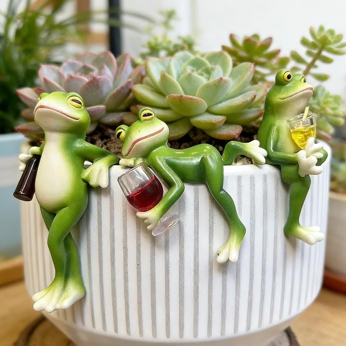 Omgoods - Set van 3 Kikker Bloempothangers voor Tuindecoratie