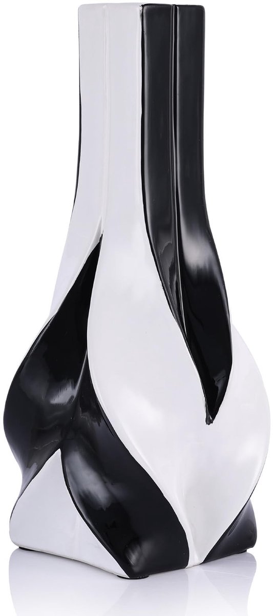 Omgoods - Elegante Keramische Vaasje in Zwart en Wit voor Moderne Decoratie