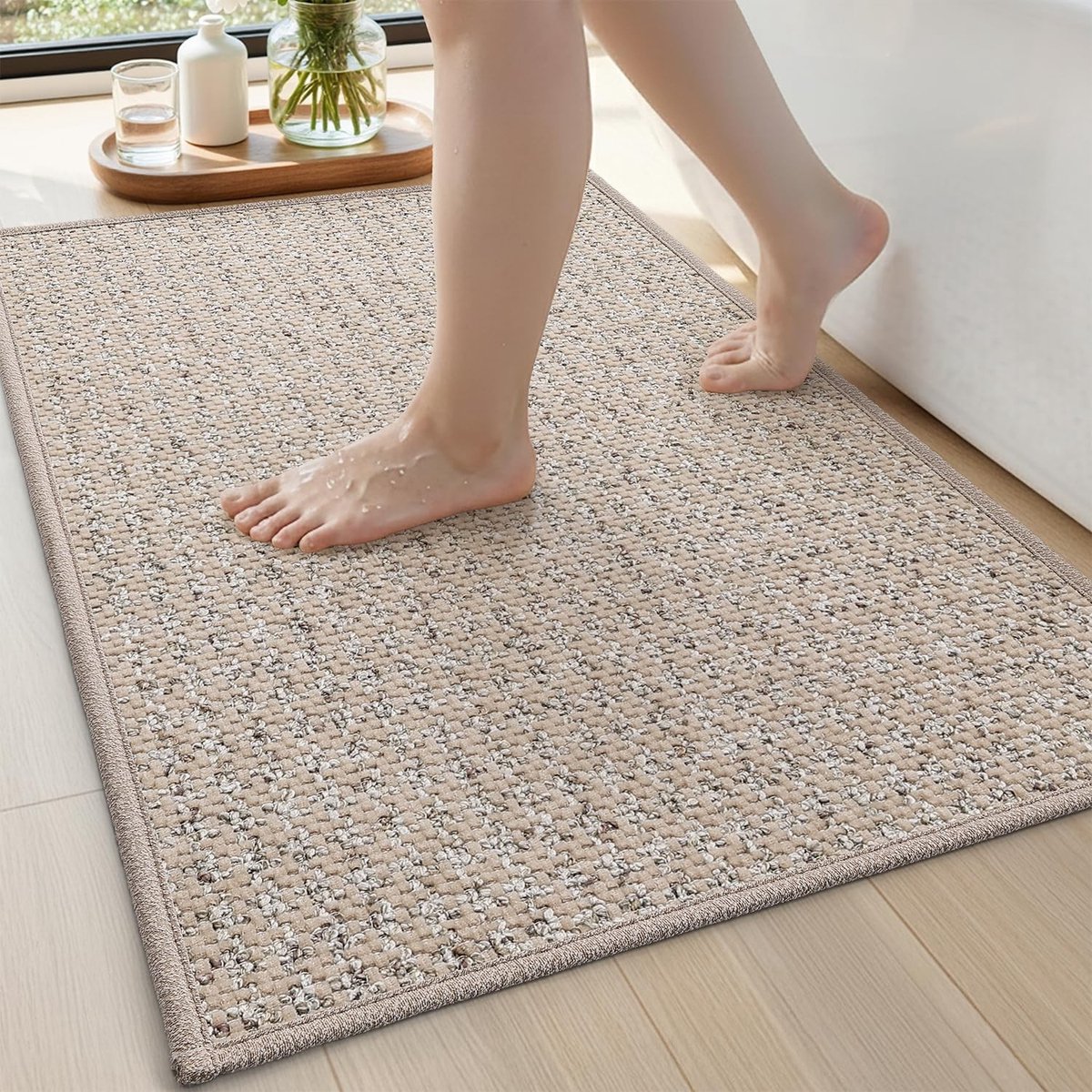 Omgoods - Beige Badmat 50x80cm met Antislip en Sneldrogend Ontwerp