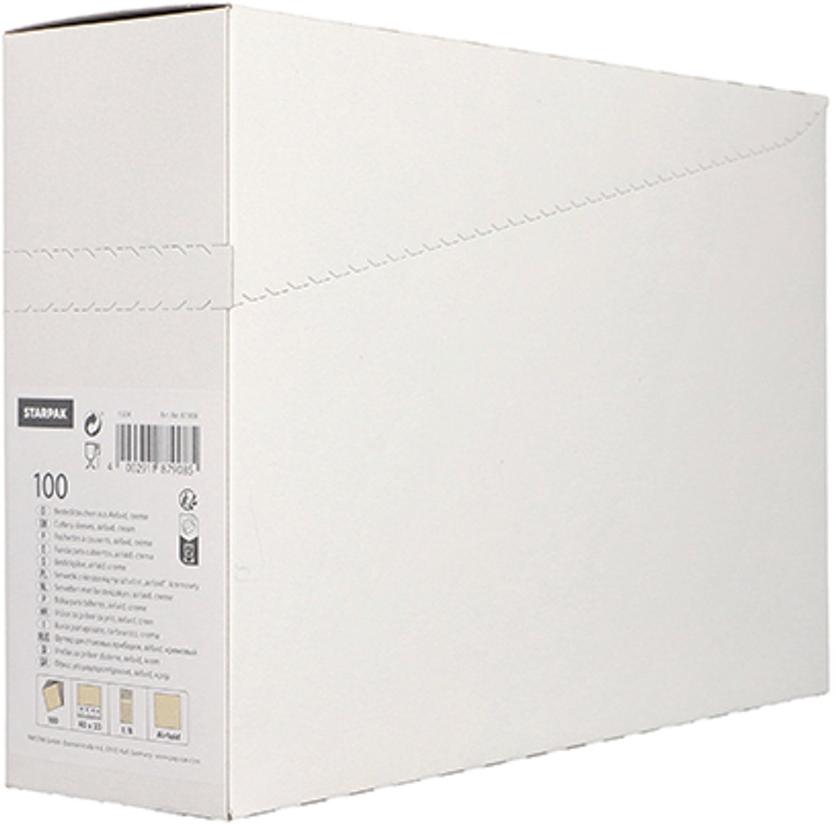 5x 100 Servetten met bestekzakjes airlaid 40 cm x 33 cm creme met bestekvouw