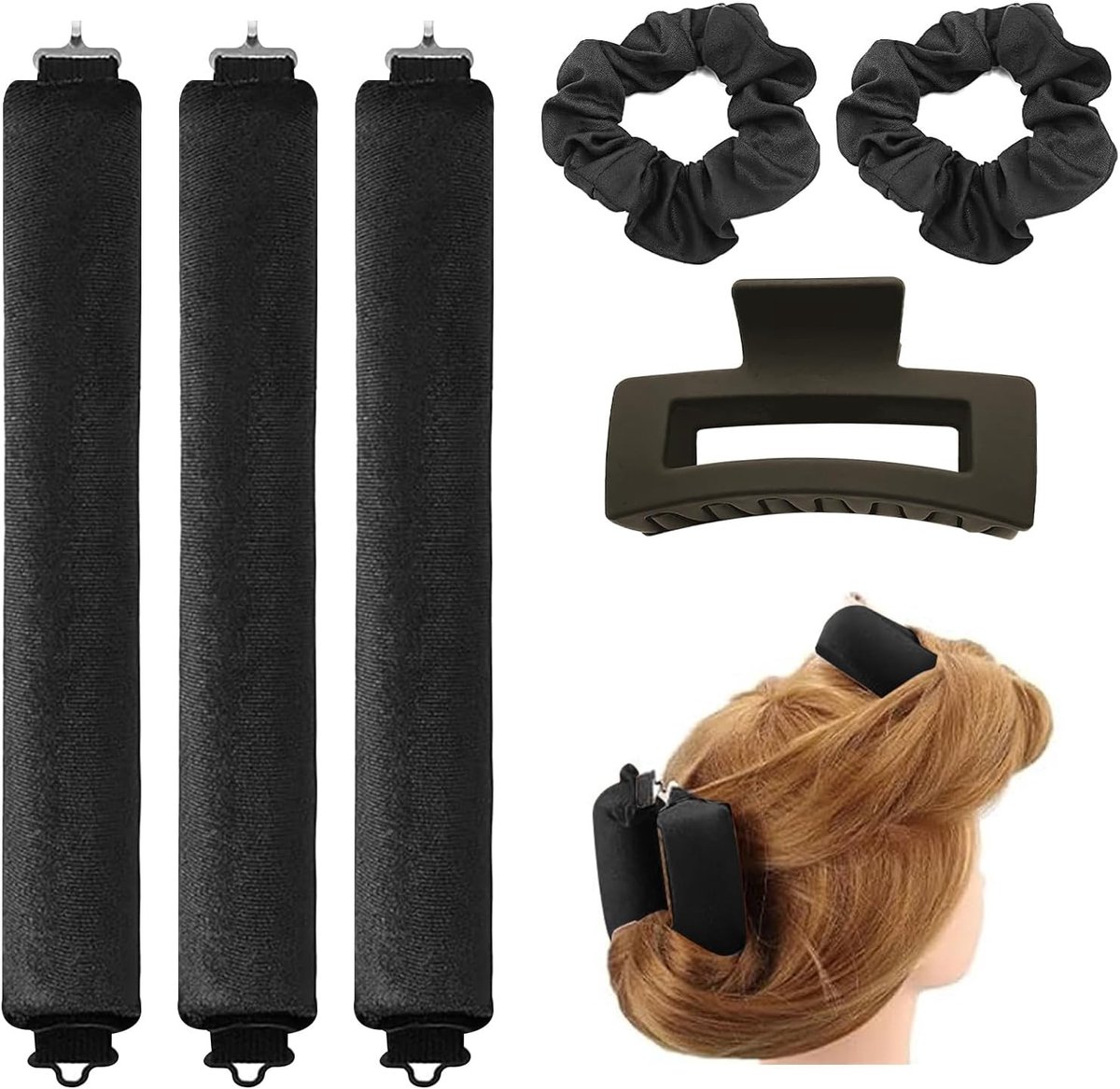 Heatvrije haar krullers voor een comfortabele nachtrust, flexibel en zacht, ideaal voor kort, medium en lang haar, perfect voor natuurlijke krullen zonder hitte.