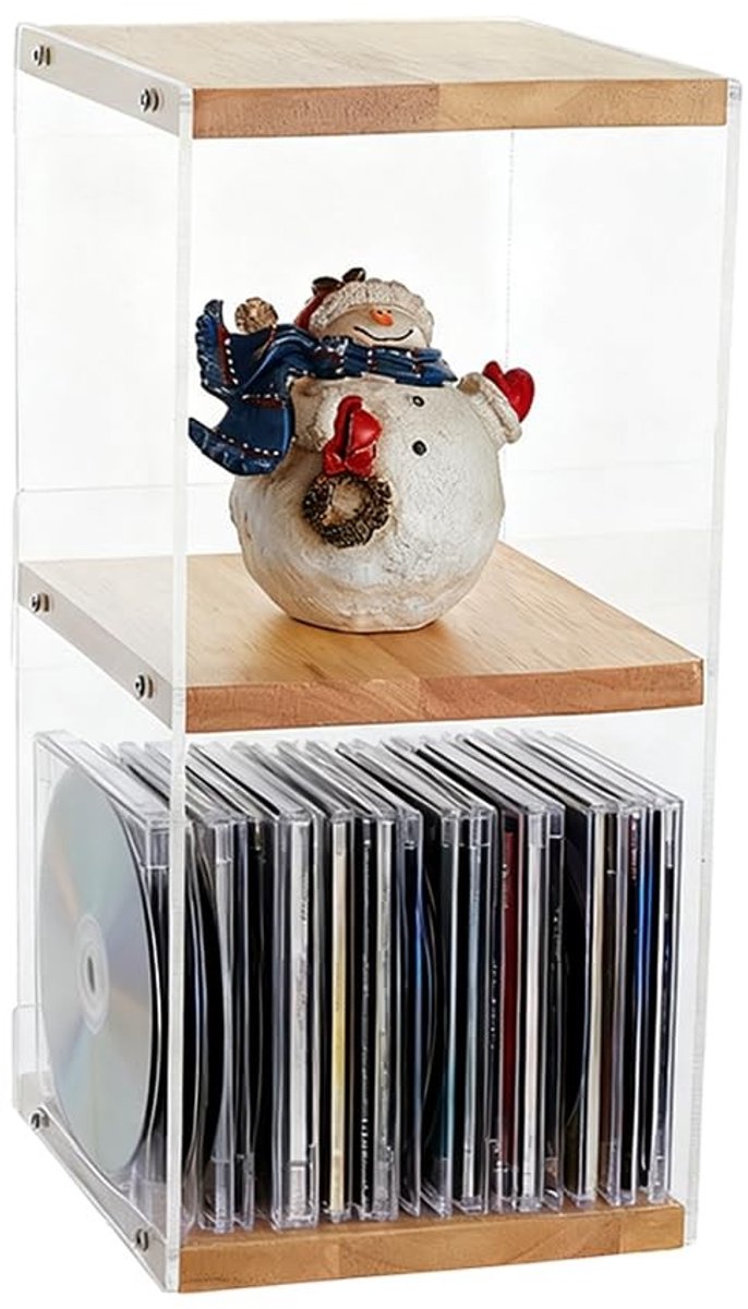 Omgoods- CD Houder - 2-traps Bureaurek - Organizer - CD/DVD-opslag - Transparante Opbergdoos - Multifunctionele Opslag