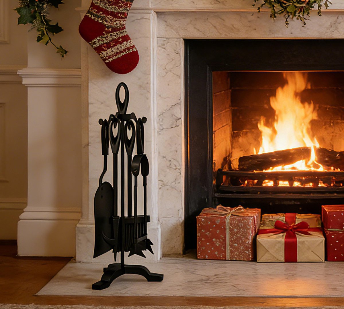 Omgoods - 4-delige Haardgereedschap Set met Cast Iron Handvatten
