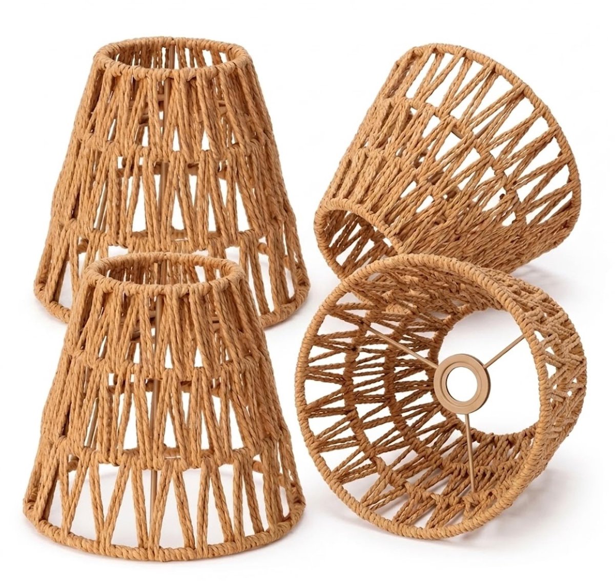 Omgoods - Set van 4 Rieten Lampenkappen voor Boho Verlichting