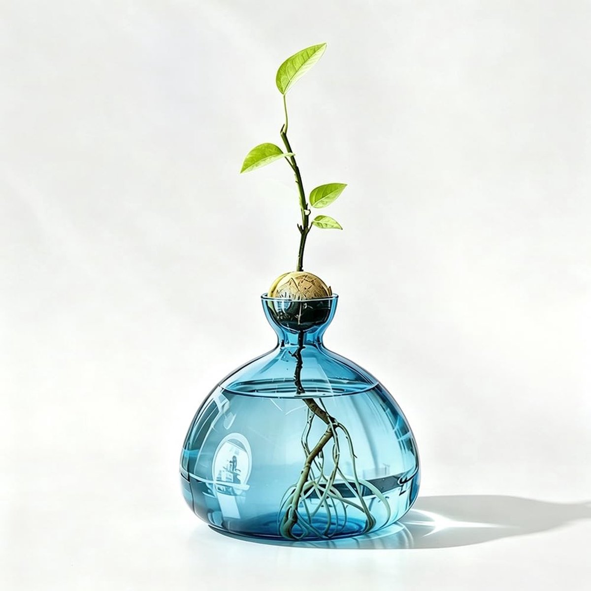 Omgoods - Glazen Avocado Vaas voor Hydroponische Planten