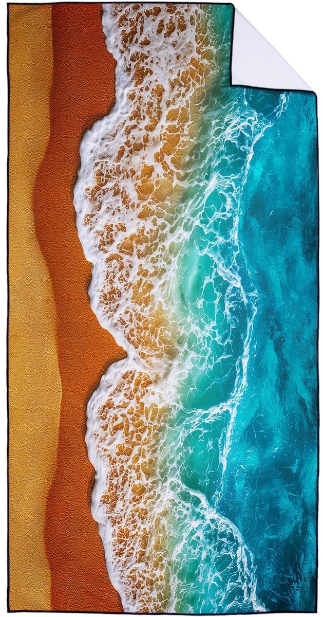 Omgoods - Microvezel Strandhanddoek 90x180 cm - Sneldrogend & Compact - Strandgolvenmotief