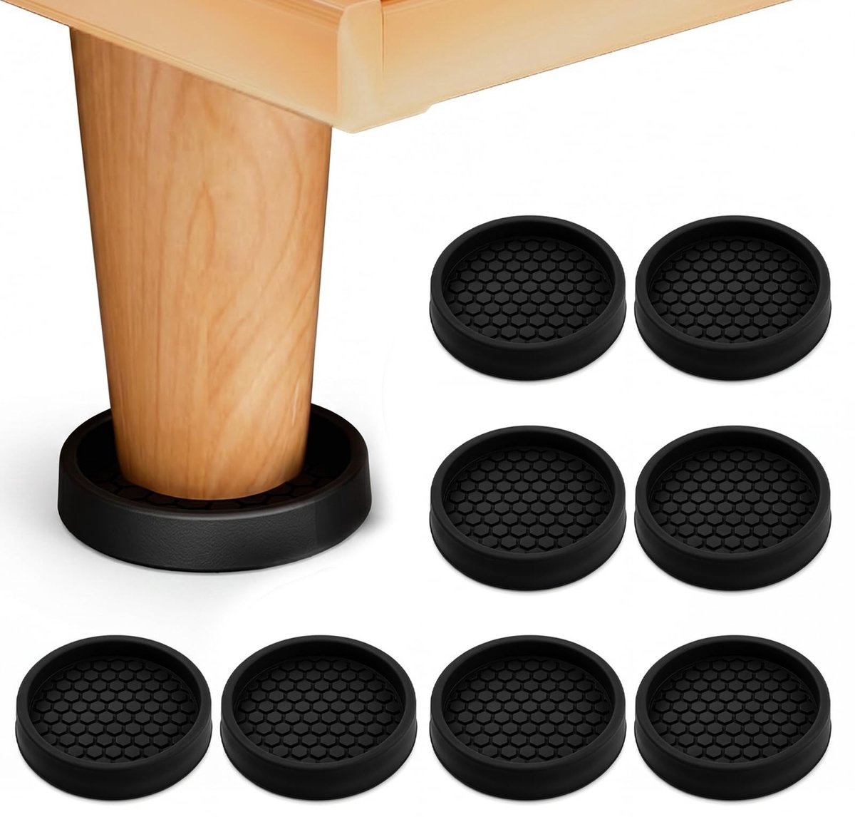 Omgoods - Set van 8 Zwarte Meubelwielen met Antislipbescherming