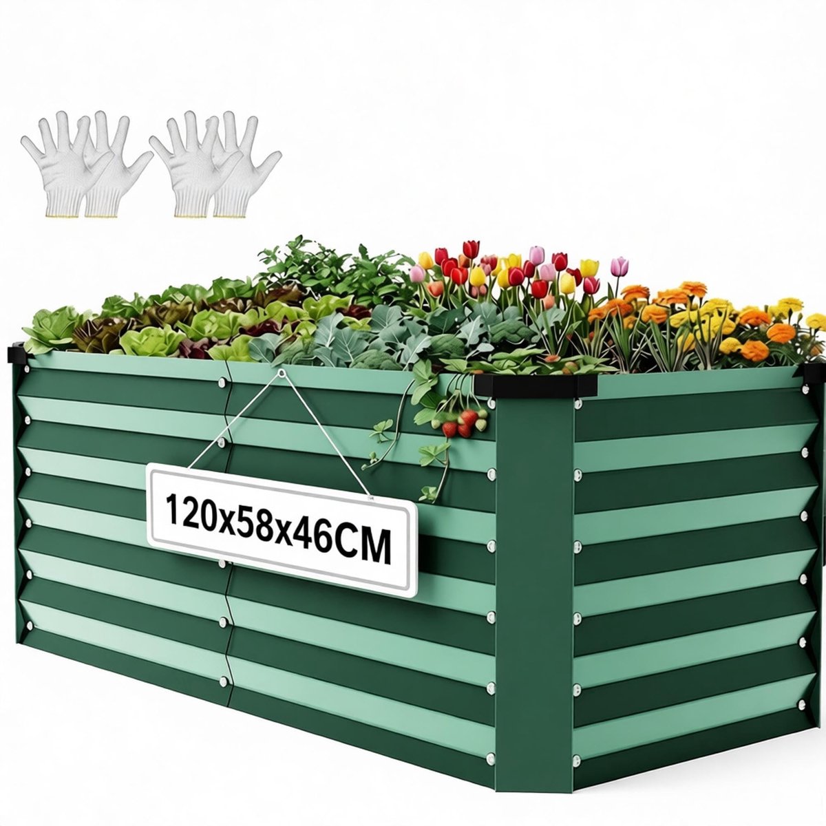 Omgoods - Raised Garden Bed van Galvanized Steel 120x58x46cm voor Groenten