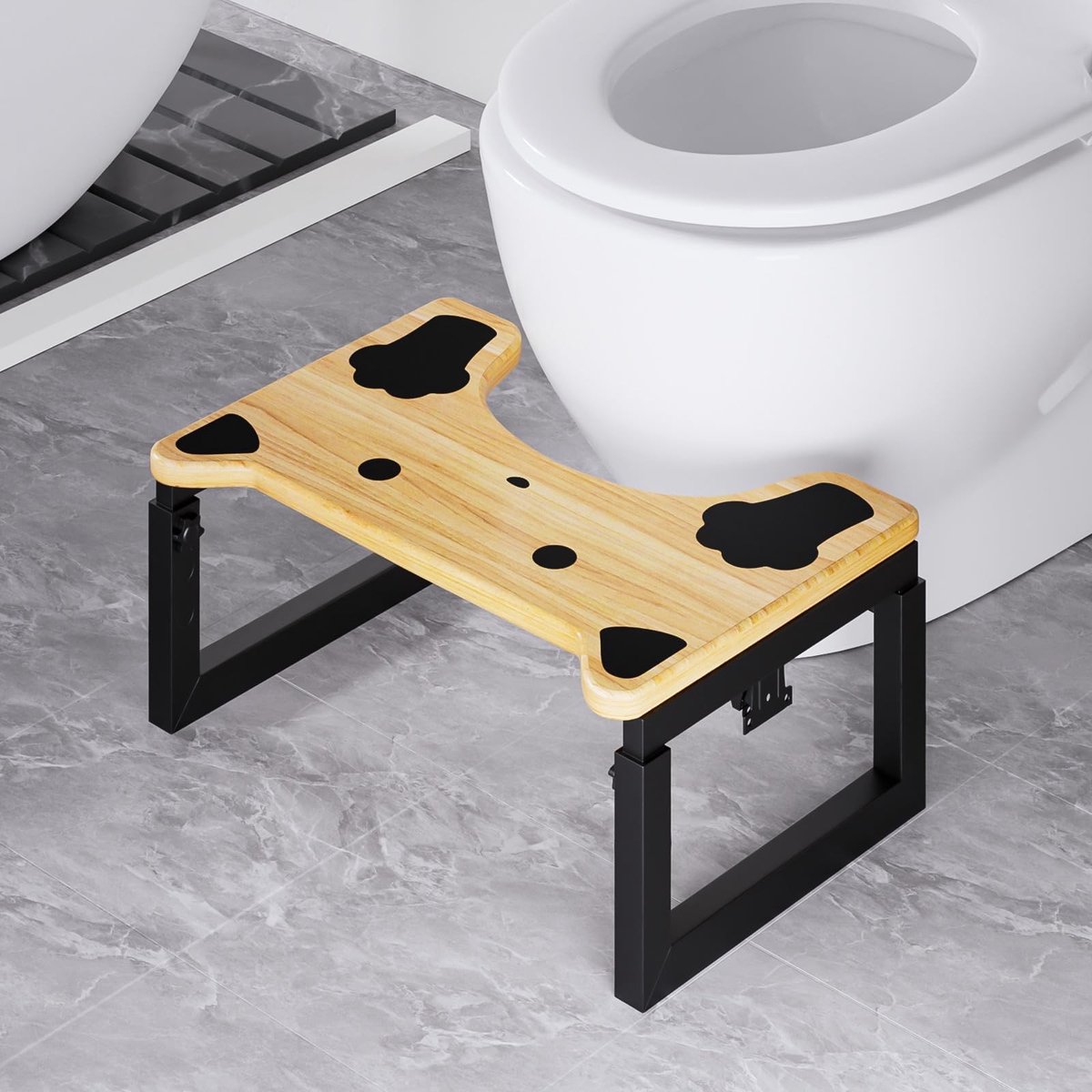 Omgoods - Verstelbaar Toiletkrukje - Opvouwbaar en Antislip