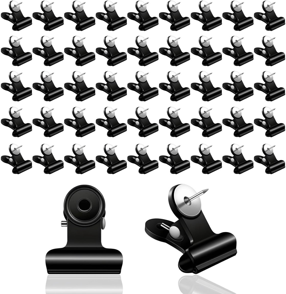 Omgoods - 50 Stuks Metalen Punaises - Zwart - Klemmen voor Prikbord