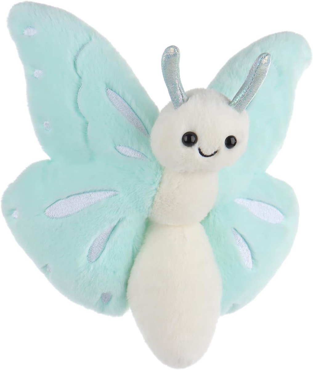 Lamb Blauwe vlinder insect pluche dieren voor kinderen, zacht schattig knuffeldier voor baby's, meisjes en jongens, pluizige blauwe vlinder blauw, 19 cm