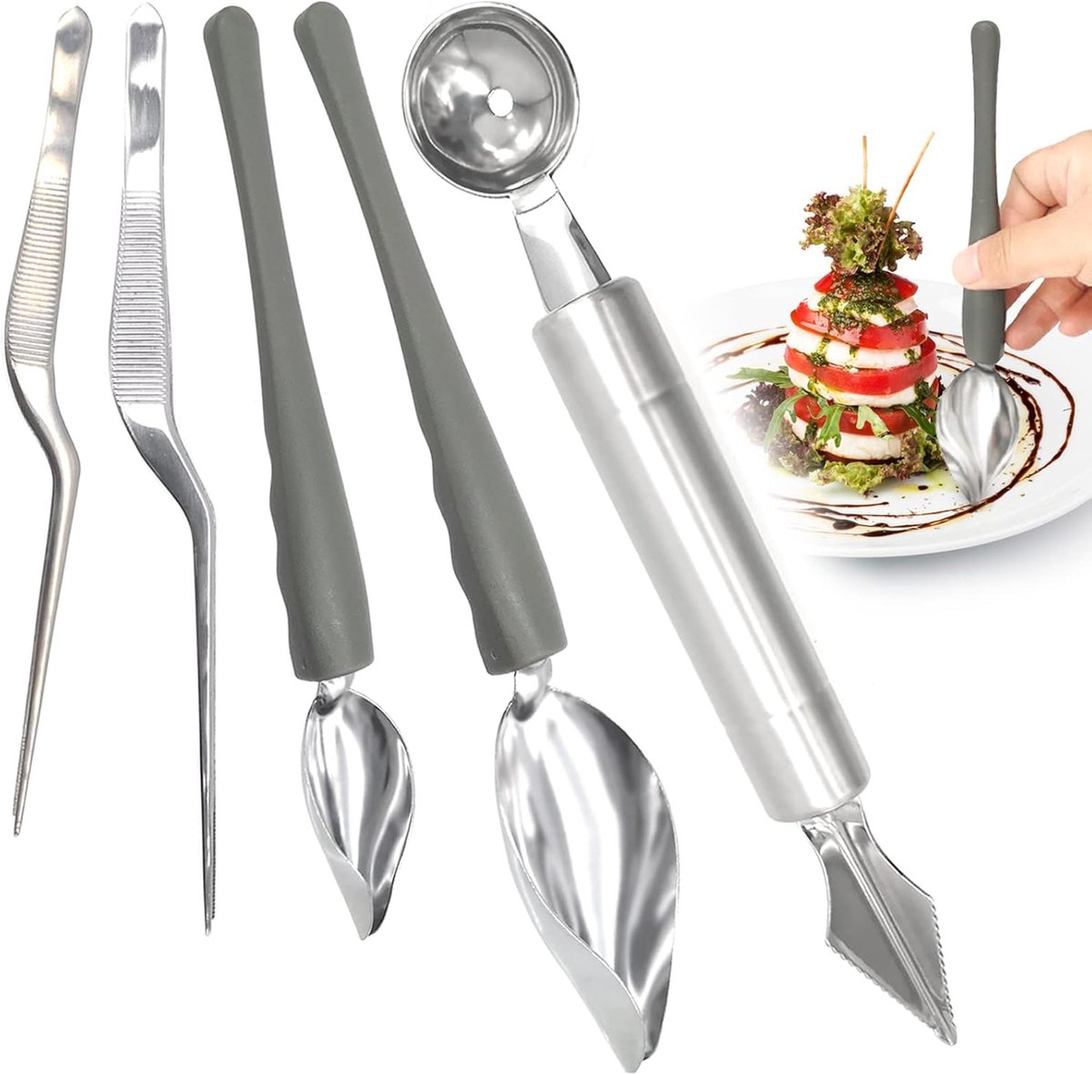 5 stuks precisie keuken pincet culinaire tekening lepels tang set motregen bakken taart decoratie