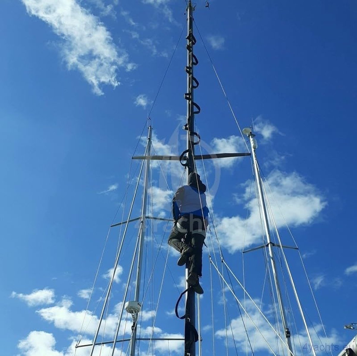 SnelShoppen - Mast Ladder met lage treden (20 m, zonder zeilglijders) - Polypropyleen webbing, polyester garen, AISI 316 staal - Zwart met gele stikse