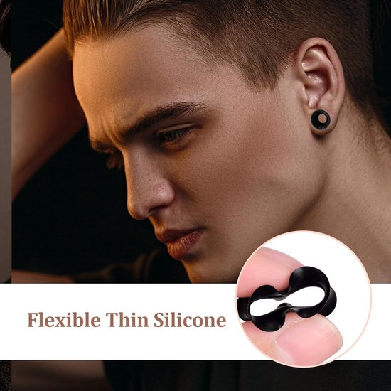 Tunnels, Zachte Siliconen Flexibele Vlees Tunnels Dubbel Uitlopende Oor Brancards Oor Meters Plugs Expander Piercing Sieraden Unisex, 4/5/6/8/10/12/14/16/18/20mm — afbeelding 3