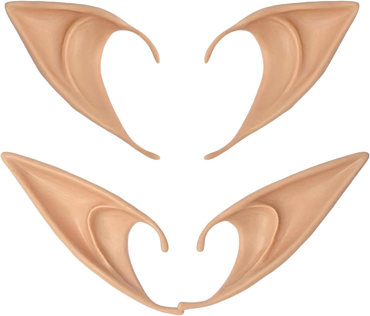 2 paar elfenoren, zachte latex elfenoren sieraden voor kinderen en volwassenen, feest elfenoren spitsooren cosplay accessoires, maskerade, kostuumfeest gebruikt