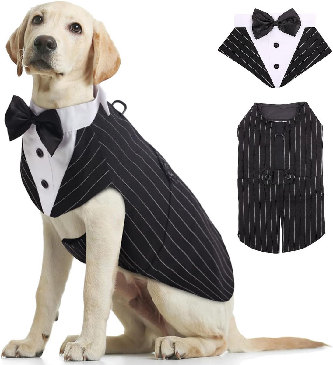 hondensmoking, hondentrouwpak en bandana set, huisdierenkleding, puppy formeel shirt met verwijderbare vlinderdas, hondenkostuum voor kleine, middelgrote en grote honden, outfit voor feest, verjaardag, festival