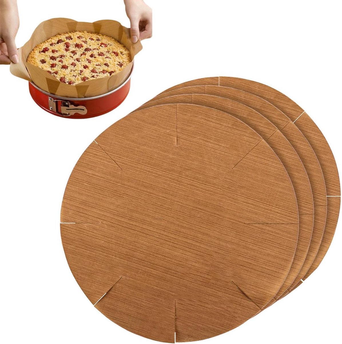 4 stuks duurzame bakfolie, rond, herbruikbaar, springvorm, bakmat