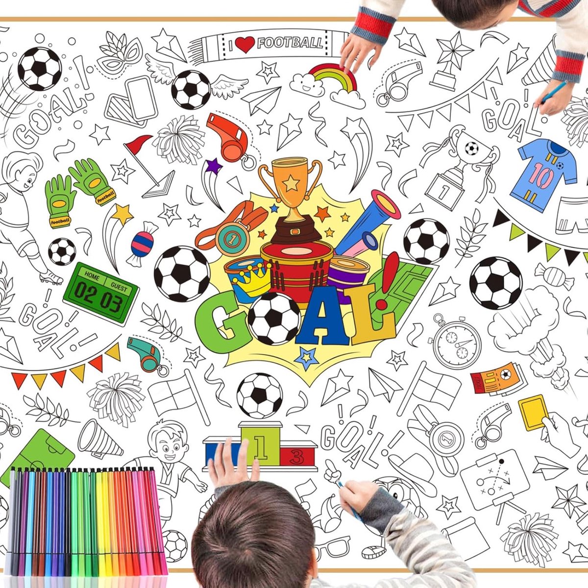 Grote kleurposter voor kinderen meisjes, voetbalboek boeken tekenen