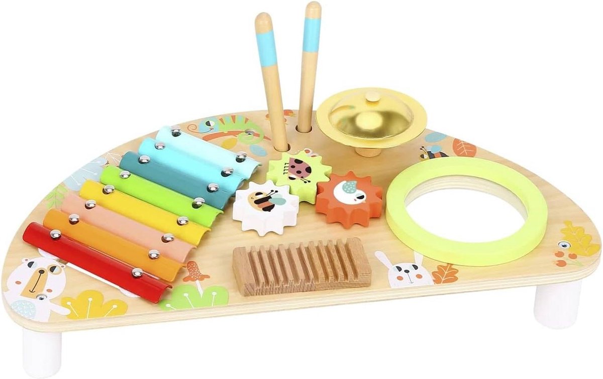 Houten Muziekset - Speelgoed Instrumenten Paneel - Muziek Ontdekken - FSC Gecertificeerd Hout - 1066 Gram - Multicolor