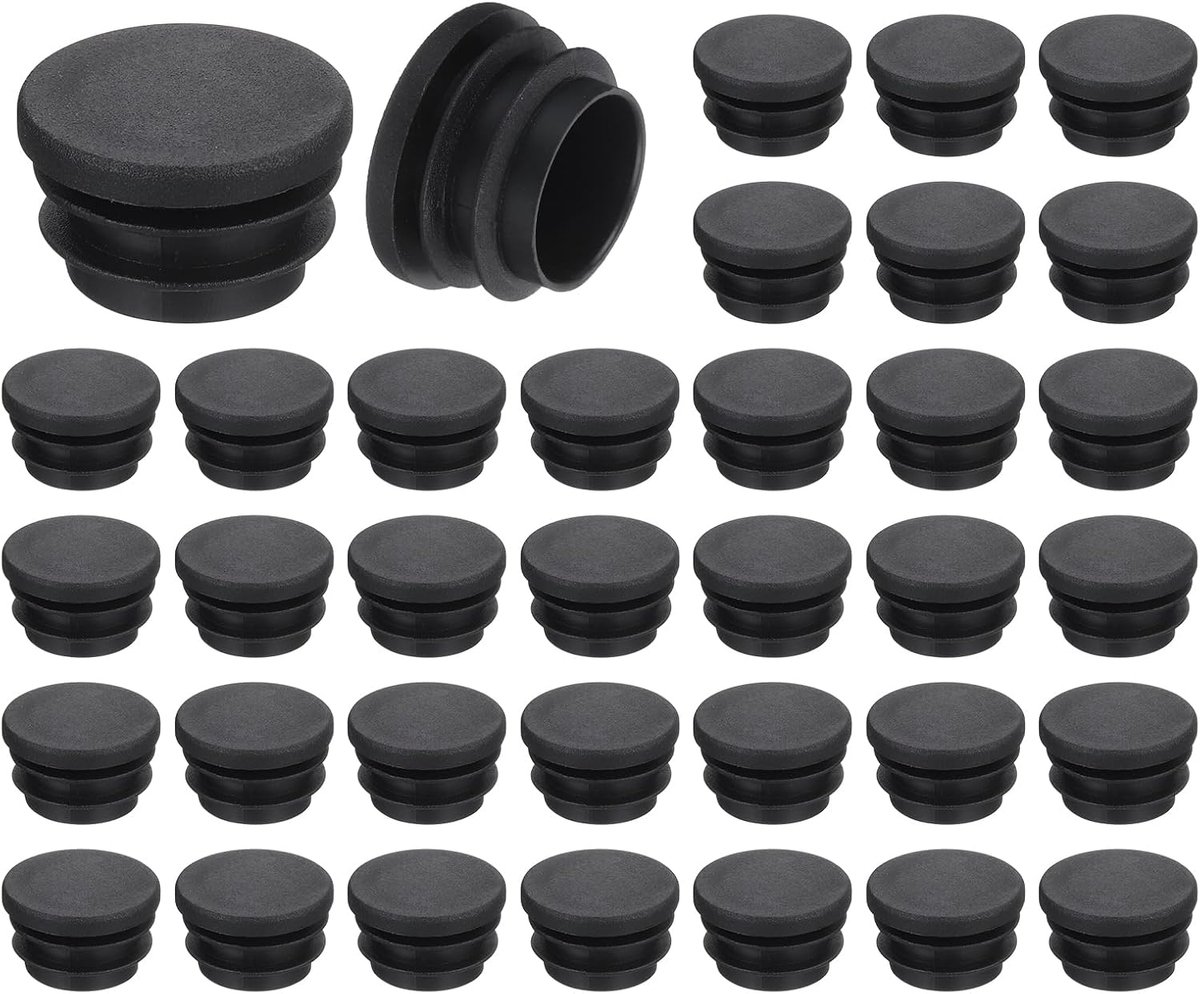 36 stuks ronde kunststof doppen, geschikt voor ID 22-26 mm, zwarte buisdoppen, inzetstukken, poten en meubels, rubberen stoelbescherming voor vloeren, banken, tafels, planken, buitendiameter