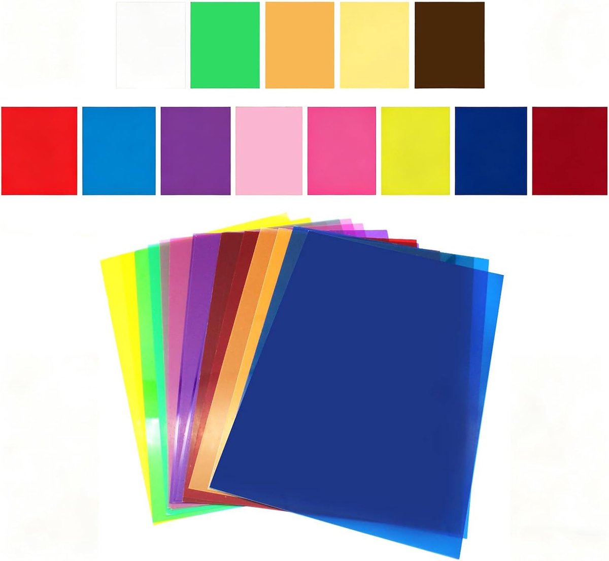 Light Filter Sheets, 13 kleuren A4 gekleurde kunststofvellen voor fotografie, transparant kleurfilter voor LED-studiolicht en podiumverlichting