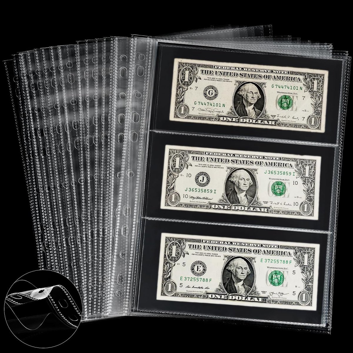 300 vakken voor bankbiljetten, 50 vellen voor elk 6 bankbiljetten, transparante valutapagina's, bankbiljetten, verzamelboek, bankbiljettenhouder, verzamelen van euro's, papiergeld, vreemde valuta en