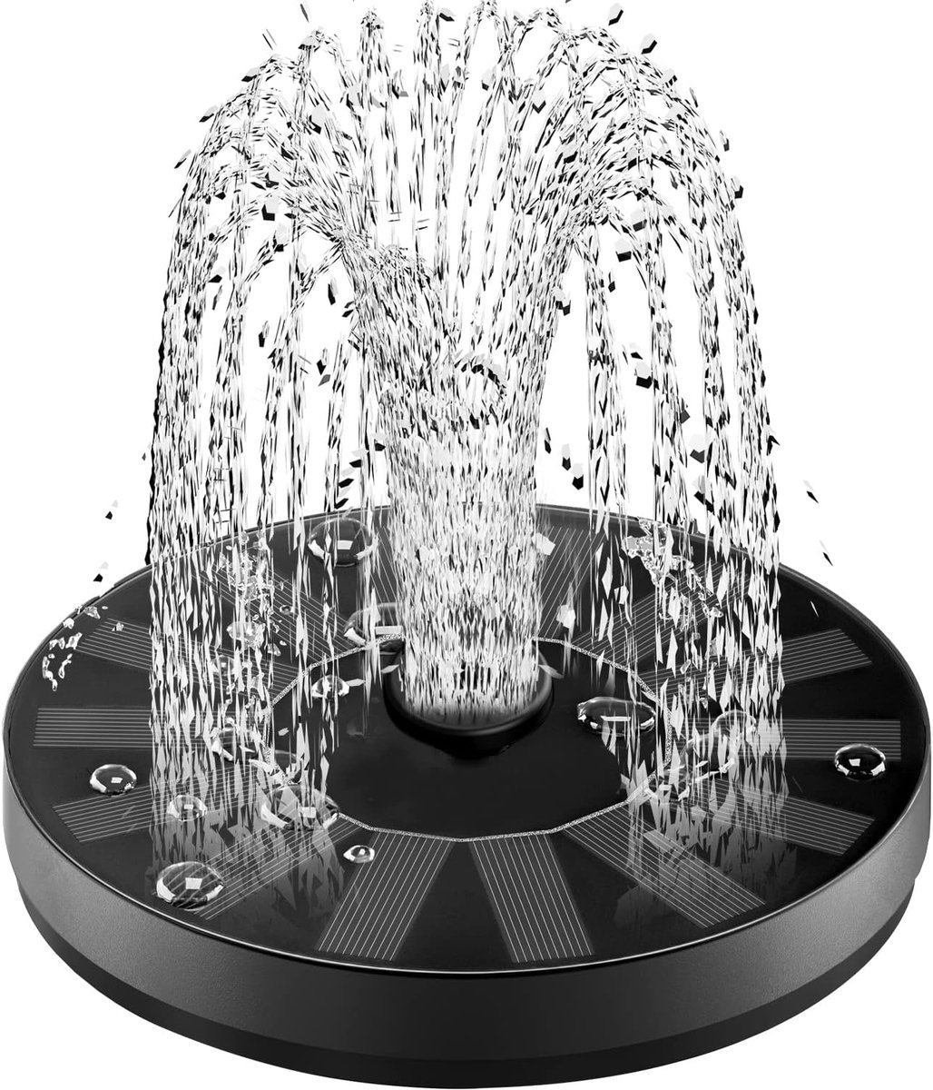 Fontein op zonne-energie, 100% glasplaat, drijvende vijverpomp op zonne-energie met 8 effecten, voor tuindecoratie, tuinvijver of fontein, vogelbad, viscontainer