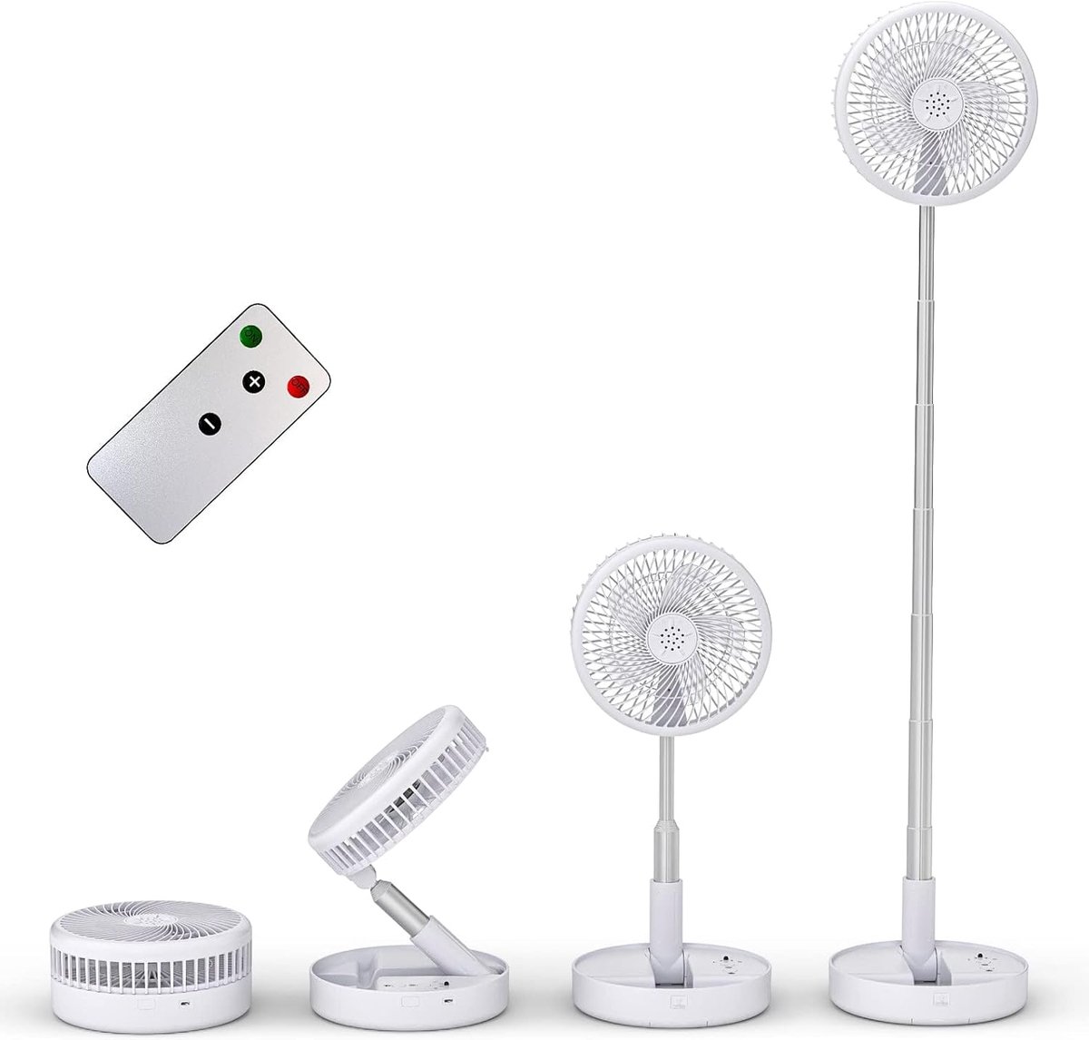 Opvouwbare ventilator, 7,7 inch met afstandsbediening, 7200 mAh accu, USB-staande ventilator, draagbaar, voor outdoor, reizen, camping, tafelventilator, stil, voor slaapkamer, kantoor,