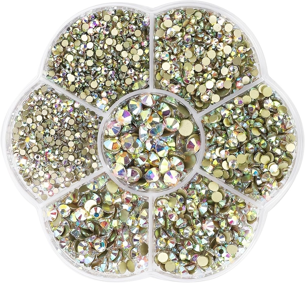 Strass Flatback 7 Maten 15mm-48mm Ronde Glazen Facial Edelstenen Kristal Strass Tool Kit voor Kleding DIY Decoratie Manicure Kunst Ambachten (Goud)