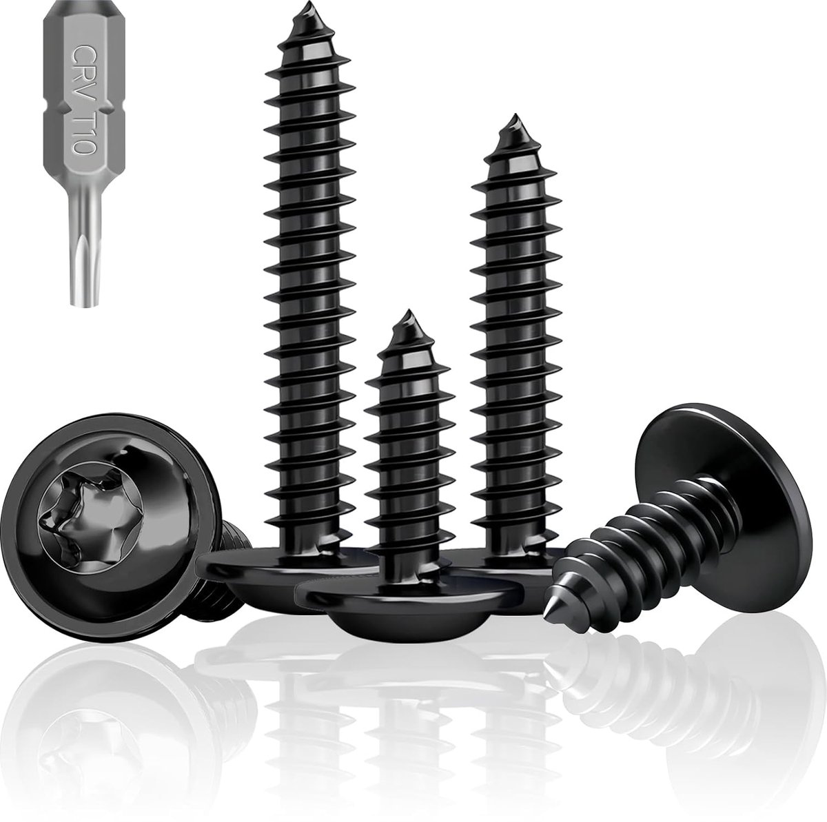 100 stuks schroeven zwart platkop, M3X12mm lenskopschroeven hout, roestvrij staal A2 V2A zwarte houtschroeven, zwarte schroeven voor akoestische panelen, Torx schijfkopschroeven
