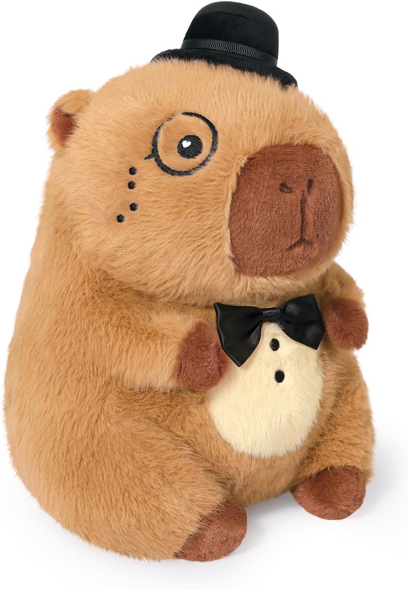 shownicer Knuffeldier, capibara, Kawaii Capybara, pluche kussen, speelgoed, cadeau voor volwassenen en kinderen, 3 jaar (gentleman, 23 cm)
