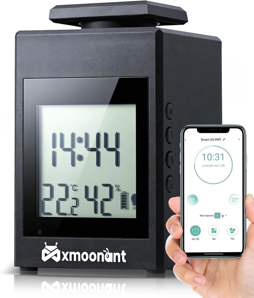 SnelShoppen - Waterloze geurmachine 100 ml met digitale klok, app bediening, temperatuur- en vochtigheidsweergave, nachtlampje voor slaapkamer en kant