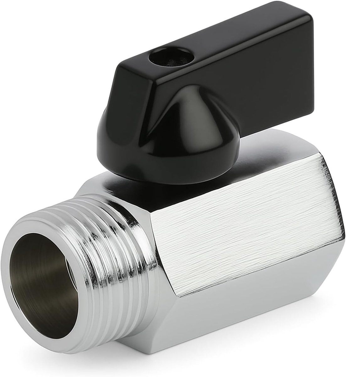 Mini Kogelklep 1/2 Inch Ig x 1/2 Inch AG, Chroom, Afsluitklep voor Douche, Badkamer en Keuken, Geschikt voor Camper