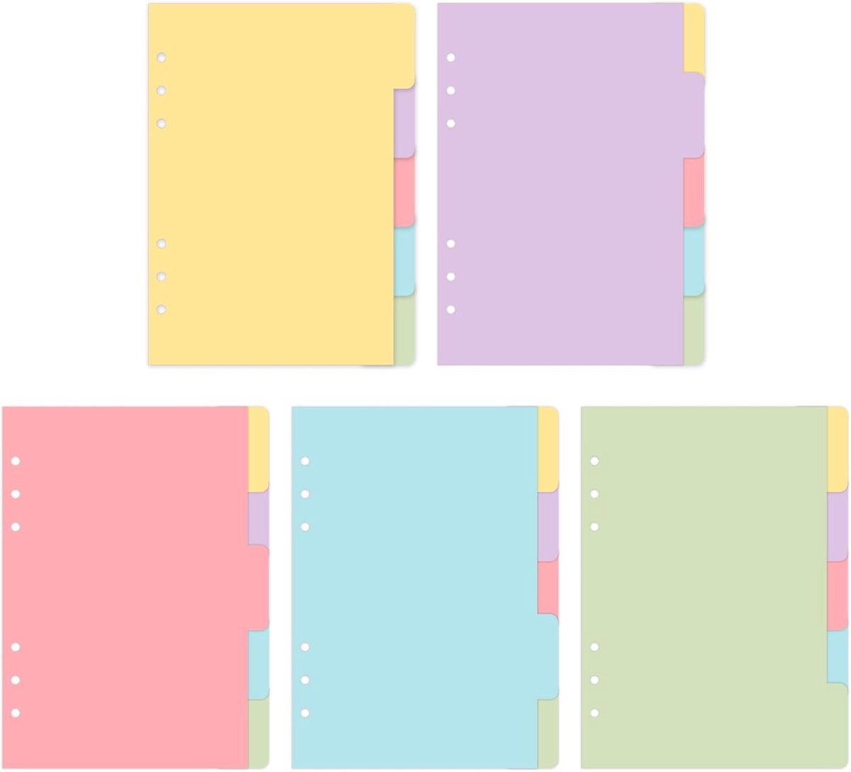 A5 binder 25 pagina's - 6 gaten - 5 kleuren - voor planners en notitieboeken - ShopVlot
