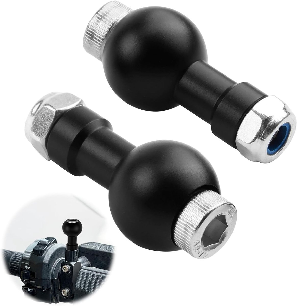 Verstelbare Aluminium Bal Hoofd Set voor Statief, 2 Stuks met 17mm Kogelgewricht en M6 Draad, Geschikt voor Camera's en Smartphones, Perfect voor Fotografie en Vloggen Buiten