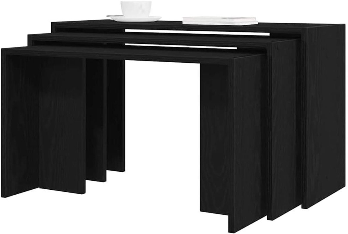Uitschuiftafels set - Bijzettafels salontafels - Woonkamer inrichten - In elkaar grijpend design - 3 stuks - Zwart