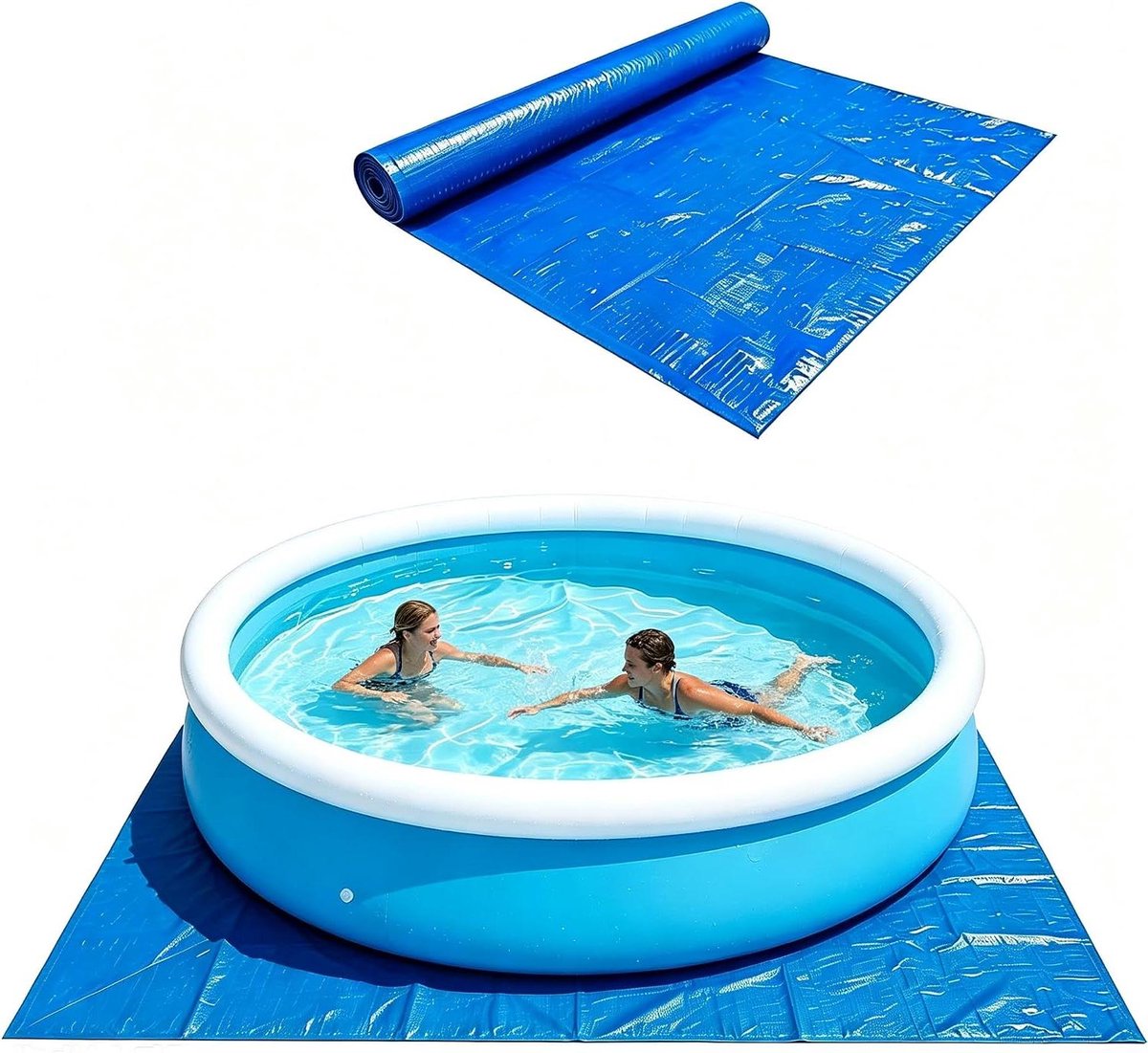 Grondfolie Zwembad – Grondzeil Vierkant – Bescherming Zwembad – UV-Bestendig Scheurvast – 335 x 335 cm – Zwart