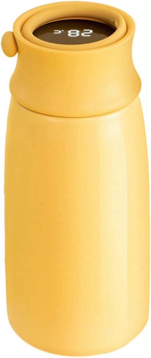 Intelligente Thermosbeker - Geïsoleerde Waterfles - Dranken Warm Houden - Temperatuur Display - 360ml - Geel