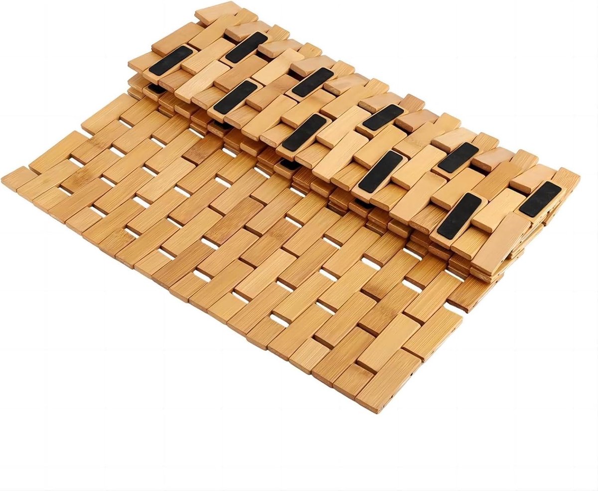 SnelShoppen - Bamboo Badmat - Antislip Vloermat Douchemata voor Badkamer, Toilet, Slaapkamer, Keuken - Sneldrogend en Schimmelbestendig